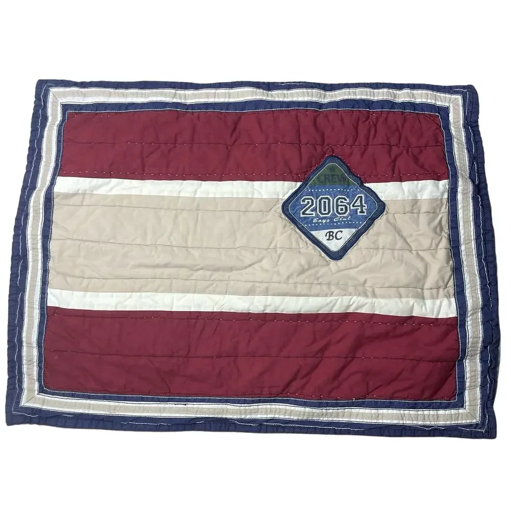 Pottery Barn Kids Quilted Boys Club Red & Tan Pillow Sham - Standard - Back Ties